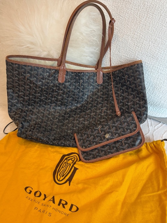 Goyard Handbags - Authentic GOYARD ST. LOUIS TOTE PM, Black and Tan